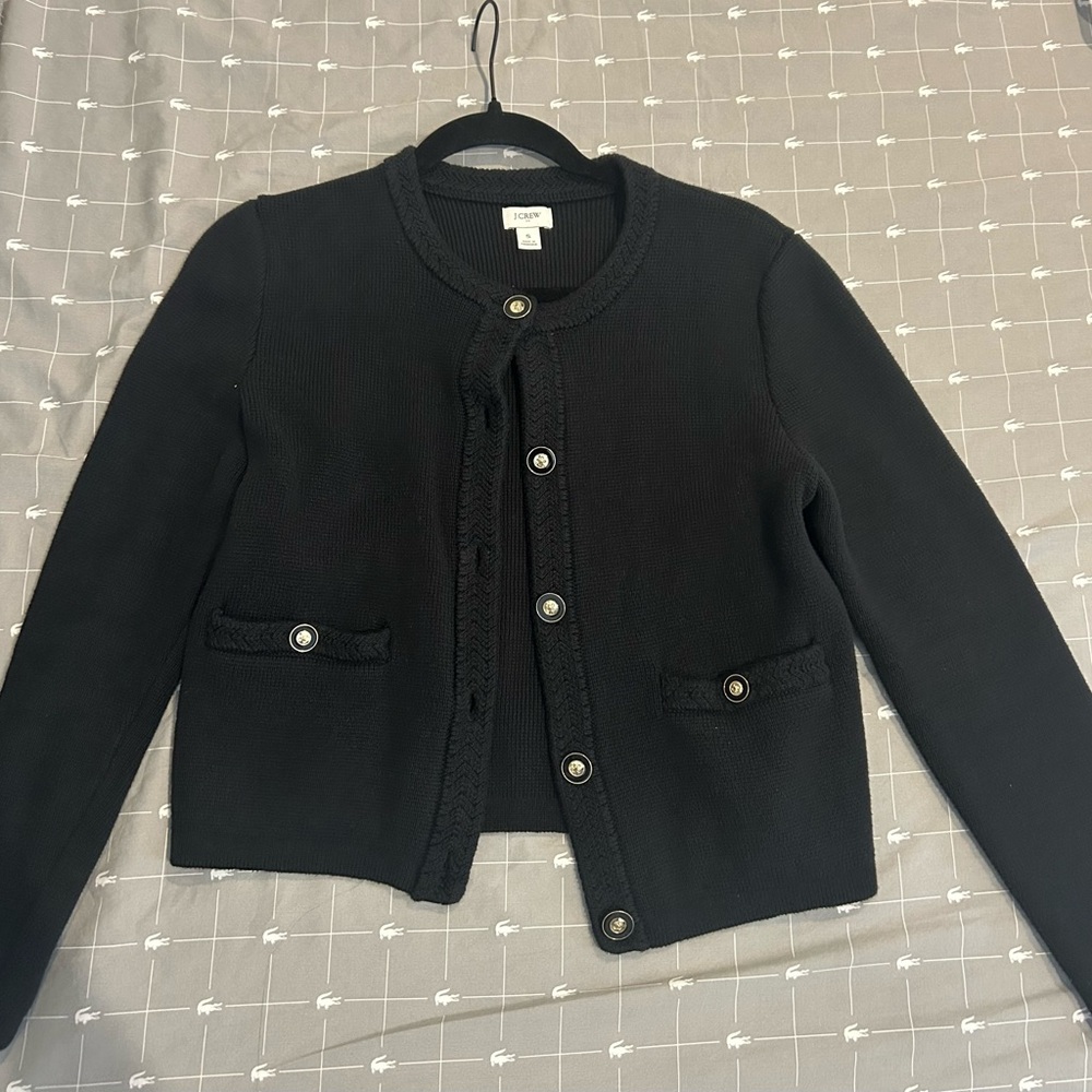 J. Crew Black Knit Button-Front Blazer Jacket